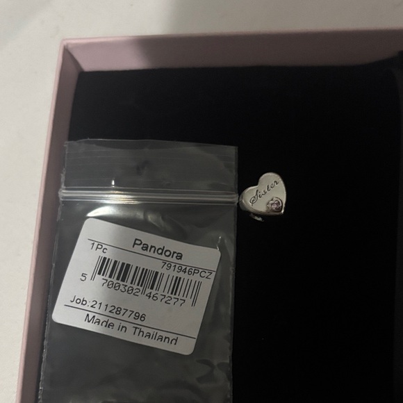 Pandora Silver Heart Charm with Engraving - Picture 2 of 2